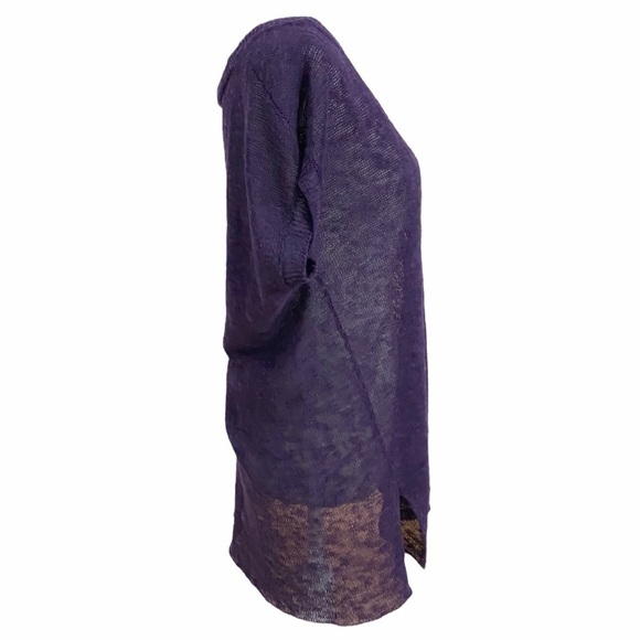 Eileen Fisher Purple Short Sleeve Tee - Picture 2 of 8